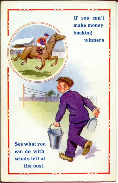 Framed Print : Comic postcard, Making money on the horses Framed Print : Comic postcard, Making money on the horses