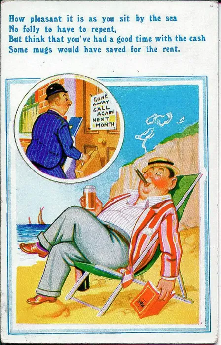 Framed Print : Comic postcard, Man dreaming on the beach Framed Print : Comic postcard, Man dreaming on the beach
