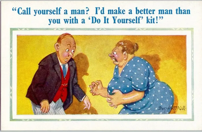 Framed Print : Comic postcard, Call yourself a man? I d make a better man than you with a Do It Yourself Framed Print : Comic postcard, Call yourself a man? I d make a better man than you with a Do It Yourself