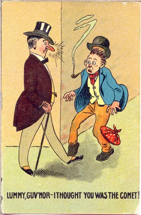 Framed Print : Comic postcard, Man with red nose - I thought you was the comet Framed Print : Comic postcard, Man with red nose - I thought you was the comet