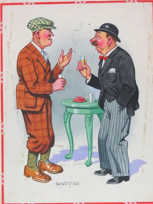 Framed Print : Comic postcard, Two men drinking in a pub Framed Print : Comic postcard, Two men drinking in a pub