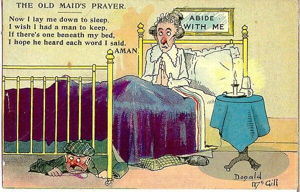 Comic postcard, The Old Maid's Prayer Date: 20th century