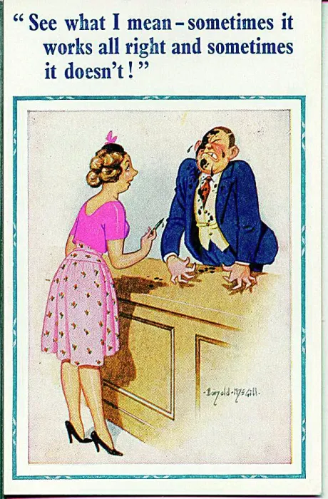 : Comic postcard, Returning faulty fountain pen : Comic postcard, Returning faulty fountain pen