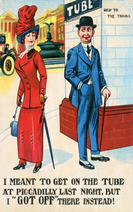 Framed Print : Comic Postcard - Romance at Piccadilly Circus Framed Print : Comic Postcard - Romance at Piccadilly Circus