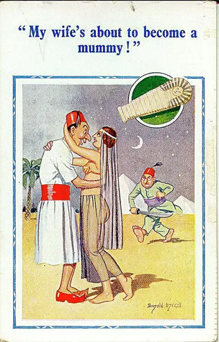: Comic postcard, Romantic scene in Egypt Date: 20th century : Comic postcard, Romantic scene in Egypt Date: 20th century