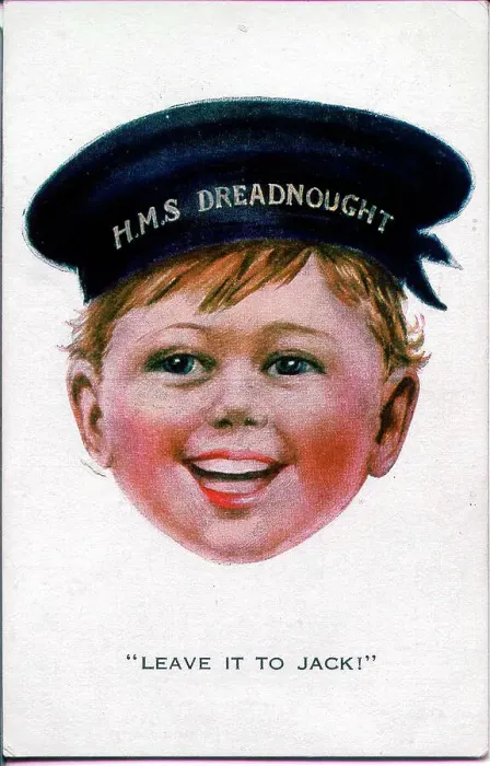 Framed Print : Comic postcard, Sailor boy, HMS Dreadnought - Leave it to Jack! Date: 1914-1918 Framed Print : Comic postcard, Sailor boy, HMS Dreadnought - Leave it to Jack! Date: 1914-1918