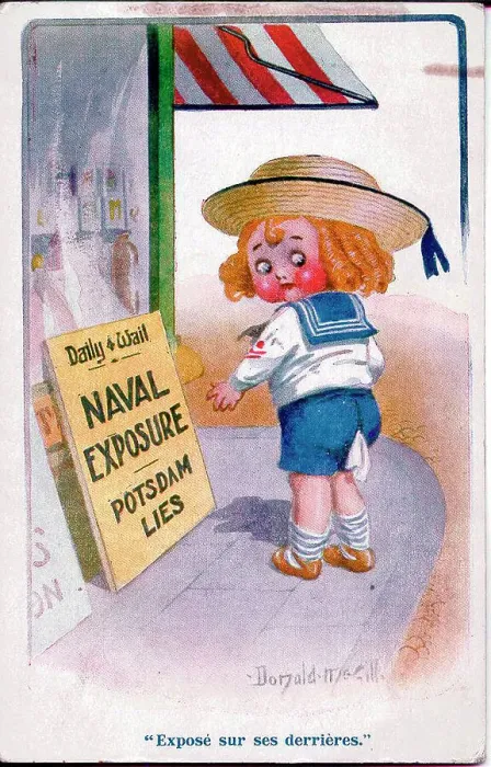 Framed Print : Comic postcard, Sailor boy reads news headlines. Date: 1914-1918 Framed Print : Comic postcard, Sailor boy reads news headlines. Date: 1914-1918