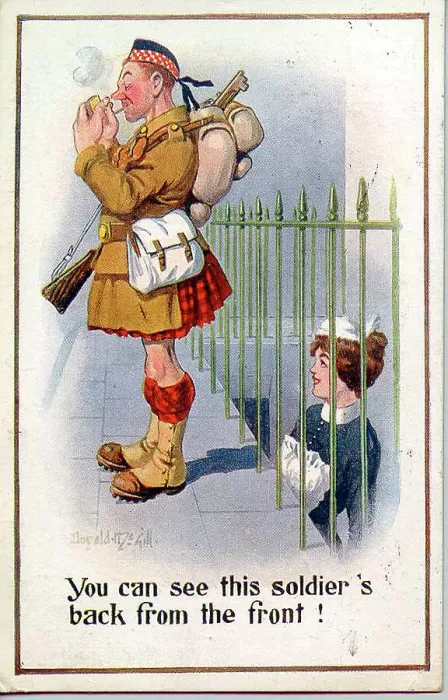 Framed Print : Comic postcard, Scottish soldier in the British Army, WW1 Framed Print : Comic postcard, Scottish soldier in the British Army, WW1