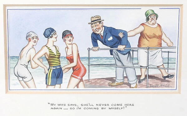 Comic postcard, Seaside attractions Date: 20th century