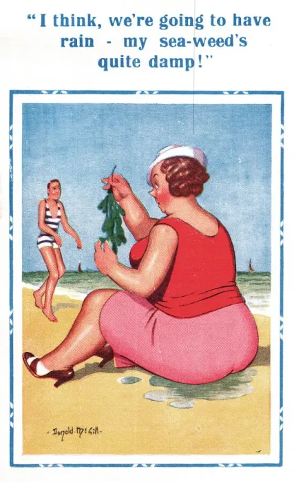 Framed Print : Comic postcard, seaweed on the beach Framed Print : Comic postcard, seaweed on the beach