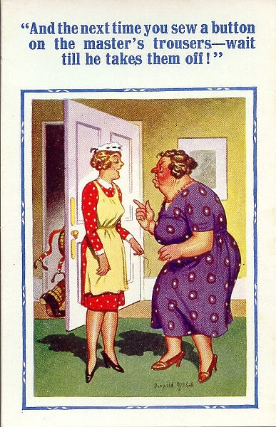 Comic postcard, Servant and angry mistress Date: 20th century