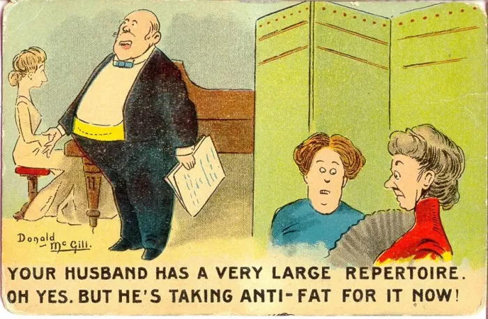Framed Print : Comic postcard, Singer with large repertoire Framed Print : Comic postcard, Singer with large repertoire