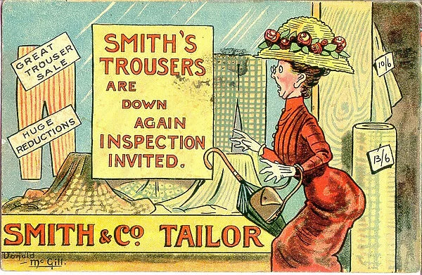 Comic postcard, Smiths Trousers Are Down Again - Inspection Invited Date