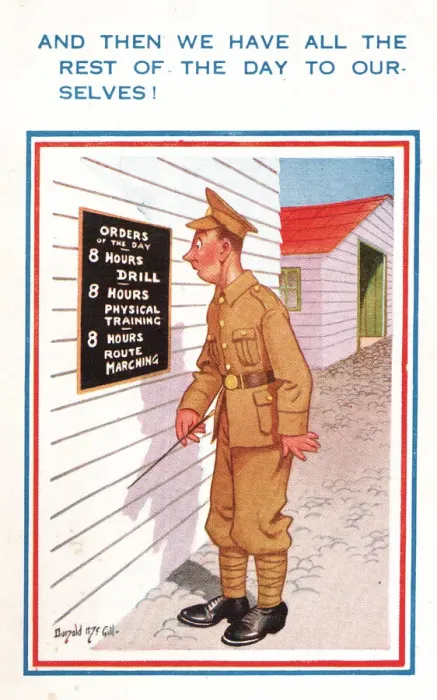 Framed Print : Comic postcard, Soldier in the British Army, WW2 - orders of the day Framed Print : Comic postcard, Soldier in the British Army, WW2 - orders of the day