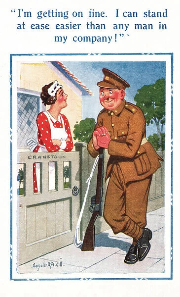 Comic postcard, Soldier in the British Army, WW2