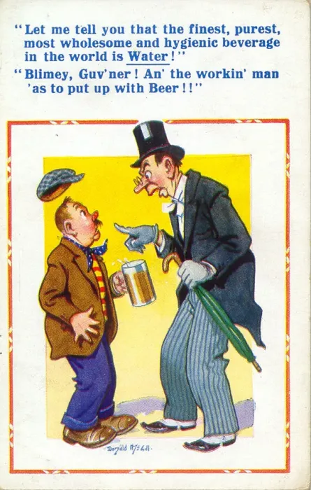 Framed Print : Comic postcard, Temperance argument for water, not beer Date: 20th century Framed Print : Comic postcard, Temperance argument for water, not beer Date: 20th century
