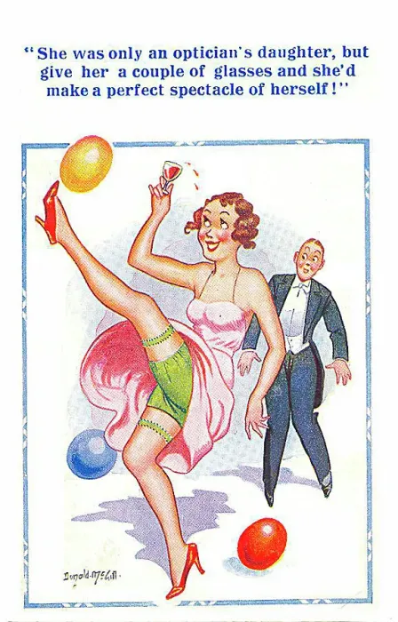 : Comic postcard, Woman dancing at a party Date: 20th century : Comic postcard, Woman dancing at a party Date: 20th century