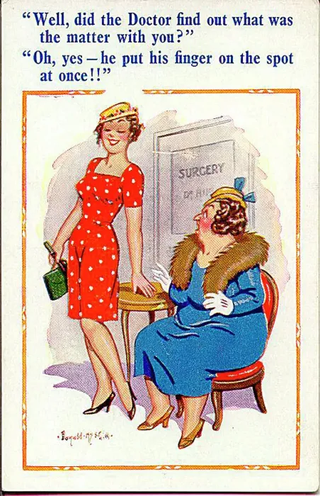  : Comic postcard, Women at doctor's surgery Date: 20th century