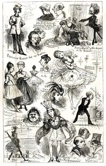 Framed Print : Comic sketches, On and Off the Stage Framed Print : Comic sketches, On and Off the Stage