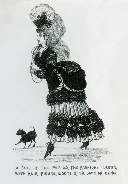 Framed Print : Comic social comment on Women's Fashion c. 1860 Framed Print : Comic social comment on Women's Fashion c. 1860