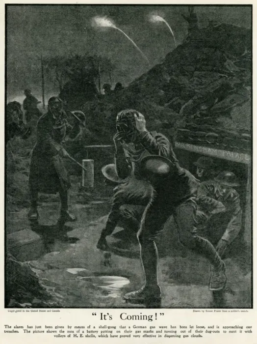 Framed Print : Its coming! Gas attack 1917 Framed Print : Its coming! Gas attack 1917