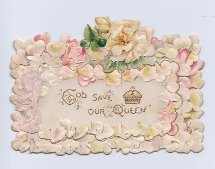 Framed Print : Commemorative floral card, God Save Our Queen Framed Print : Commemorative floral card, God Save Our Queen