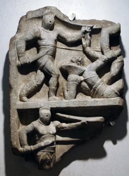 Framed Print : Commemorative relief of an unknown gladiators ventures, por Framed Print : Commemorative relief of an unknown gladiators ventures, por