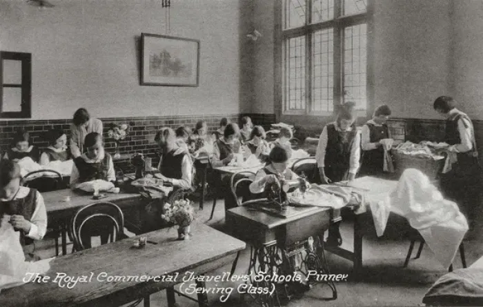 Framed Print : Commercial Travellers School, Pinner - Girls Sewing Class Framed Print : Commercial Travellers School, Pinner - Girls Sewing Class
