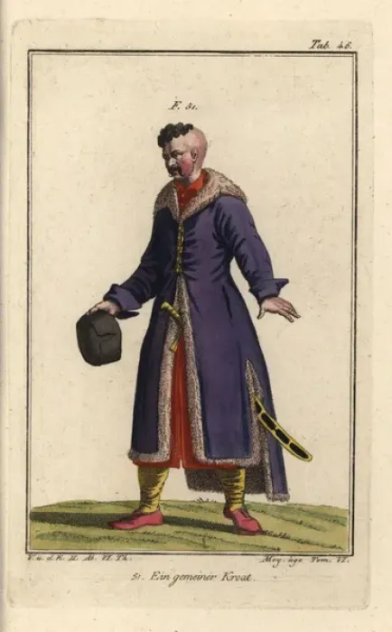 Framed Print : A common Croat wearing a coat lined with fox Framed Print : A common Croat wearing a coat lined with fox