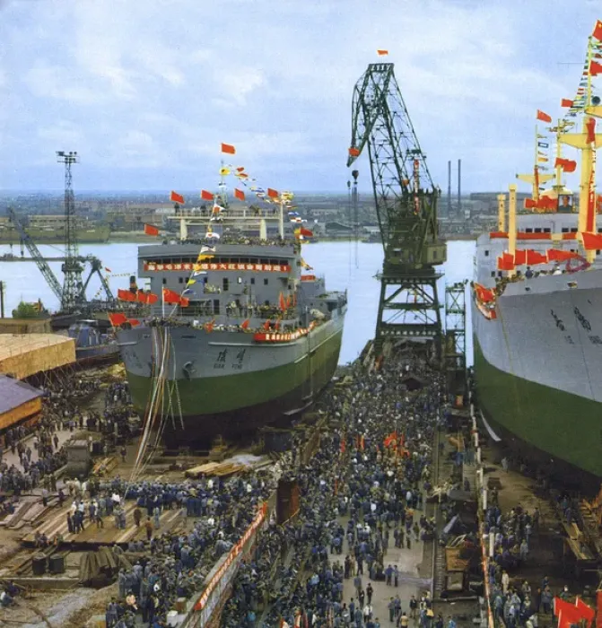 Framed Print : Communist China - shipbuilding yard Framed Print : Communist China - shipbuilding yard