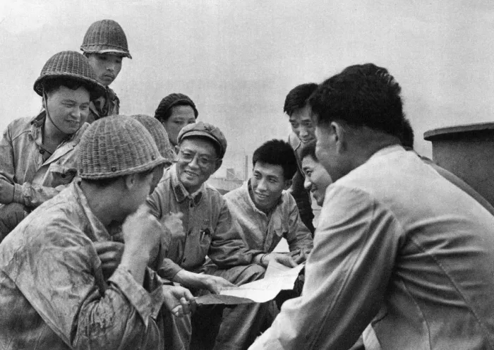 Framed Print : Communist China - shipbuilding yard workers Framed Print : Communist China - shipbuilding yard workers