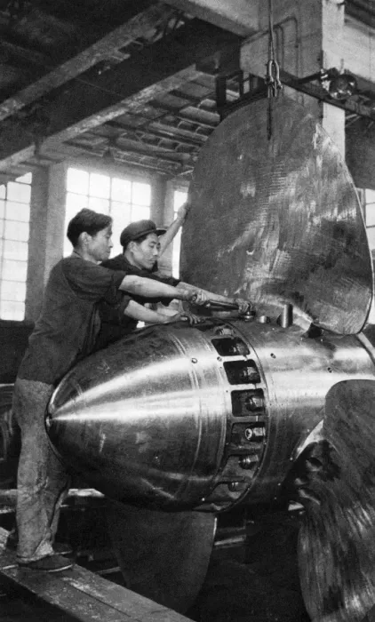 Framed Print : Communist China - shipbuilding yard workers Framed Print : Communist China - shipbuilding yard workers