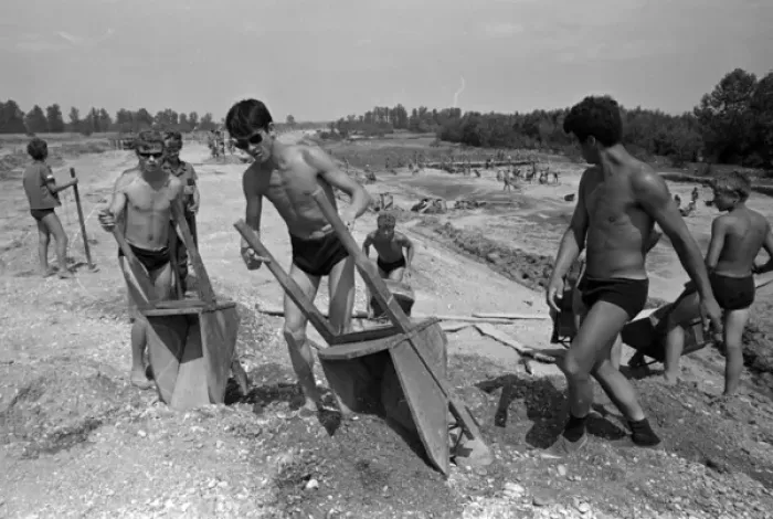 Framed Print : Communist Youth labour camp, Yugoslavia Framed Print : Communist Youth labour camp, Yugoslavia