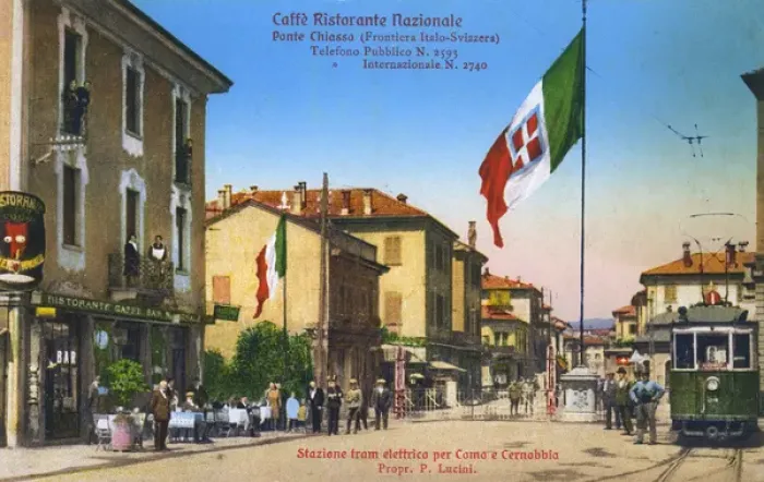Framed Print : Como - Electric Tram Station and Swiss / Italian Border post Framed Print : Como - Electric Tram Station and Swiss / Italian Border post