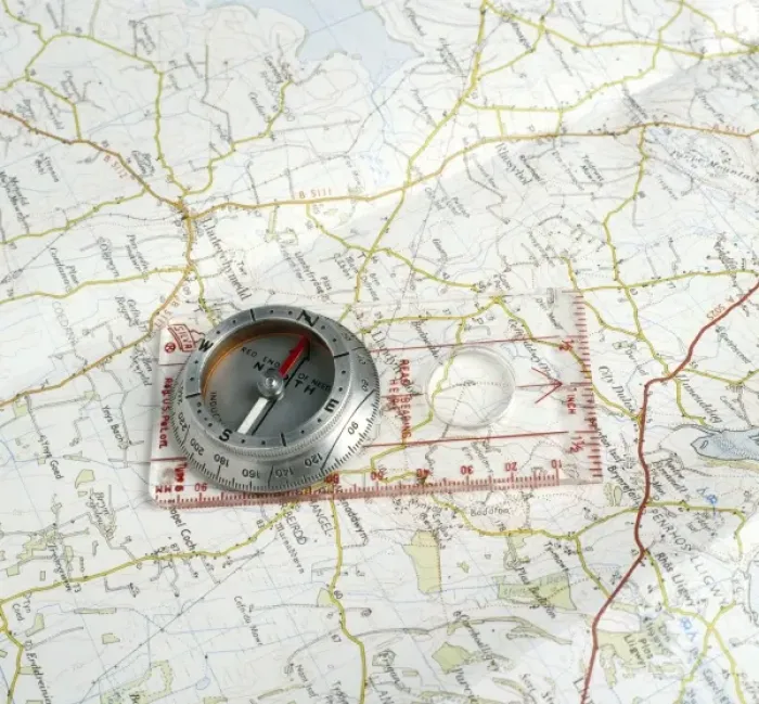 Framed Print : Compass on a Map Framed Print : Compass on a Map