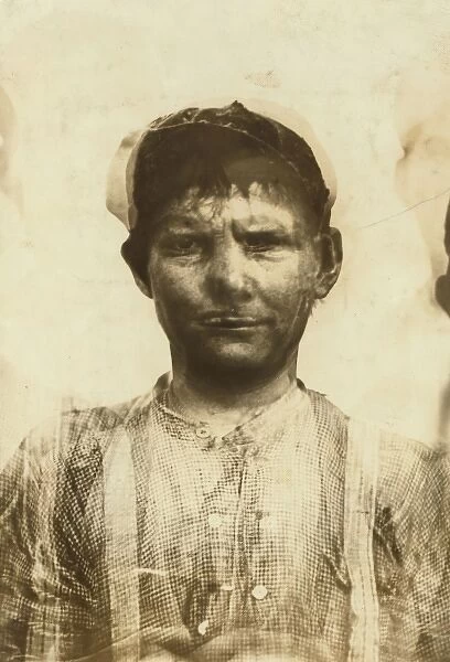 Composite photograph of child laborer made from cotton mill