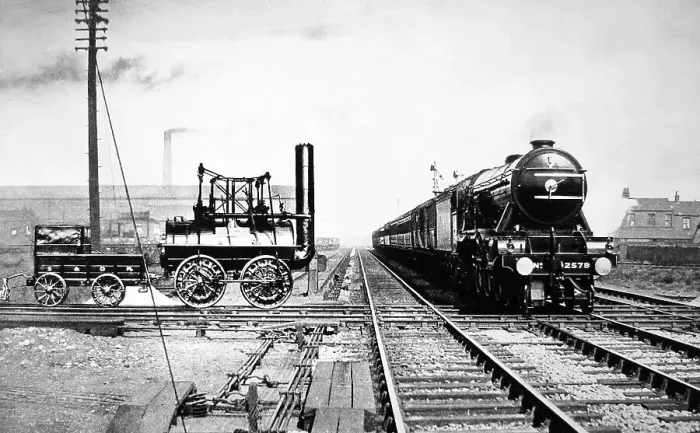 Framed Print : Composite showing Locomotion and The Flying Scotsman Framed Print : Composite showing Locomotion and The Flying Scotsman