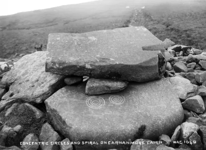 Framed Print : Concentric Circle and Spiral on Carnamore Cairn Framed Print : Concentric Circle and Spiral on Carnamore Cairn