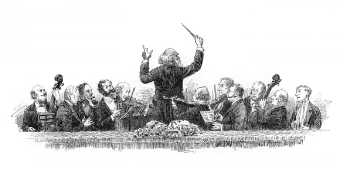 Framed Print : Conductor and orchestra