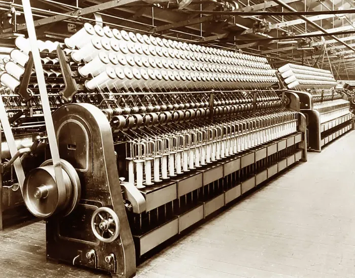 Framed Print : Cone Roving machines in a woollen mill in Bradford Framed Print : Cone Roving machines in a woollen mill in Bradford