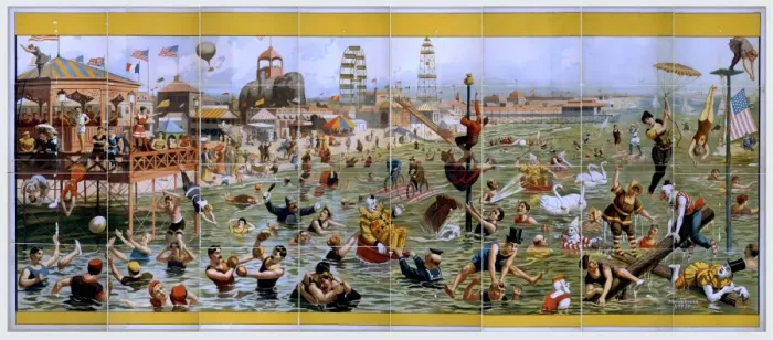 Framed Print : Coney Island beach and boardwalk scenes Framed Print : Coney Island beach and boardwalk scenes