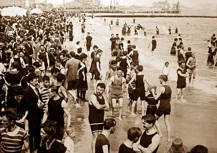 Framed Print : Coney Island Beach, early 1900s Framed Print : Coney Island Beach, early 1900s