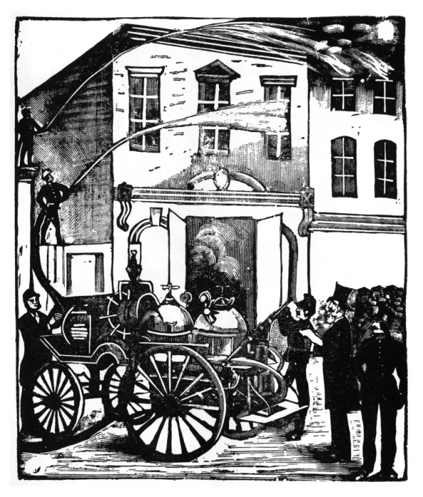 Framed Print : The conflagration, Mexico -- firefighters at work Framed Print : The conflagration, Mexico -- firefighters at work