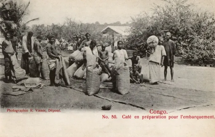 Framed Print : Congo, Africa - Sacks of Coffee prepared for export Framed Print : Congo, Africa - Sacks of Coffee prepared for export