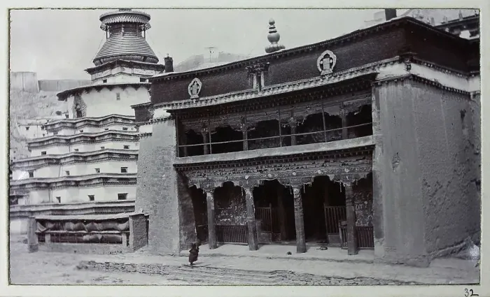 Framed Print : Two connected buildings at Gyantse - the Kumbum, a multi-storied set of Buddhist chapels (L), and the Palcho Monastery (R), from a fascinating album which reveals new details on a little-known campaign in which a British military force brushed aside Framed Print : Two connected buildings at Gyantse - the Kumbum, a multi-storied set of Buddhist chapels (L), and the Palcho Monastery (R), from a fascinating album which reveals new details on a little-known campaign in which a British military force brushed aside