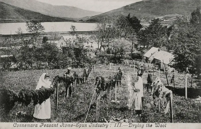 Framed Print : Connemara Peasant Home-Spun Industry - Drying Wool Framed Print : Connemara Peasant Home-Spun Industry - Drying Wool