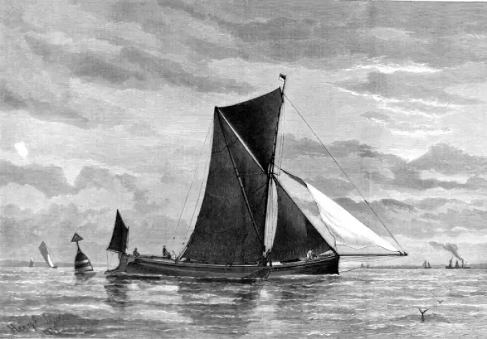 Framed Print : The Conqueror in the Clipper Barge Match, September 1879 Framed Print : The Conqueror in the Clipper Barge Match, September 1879