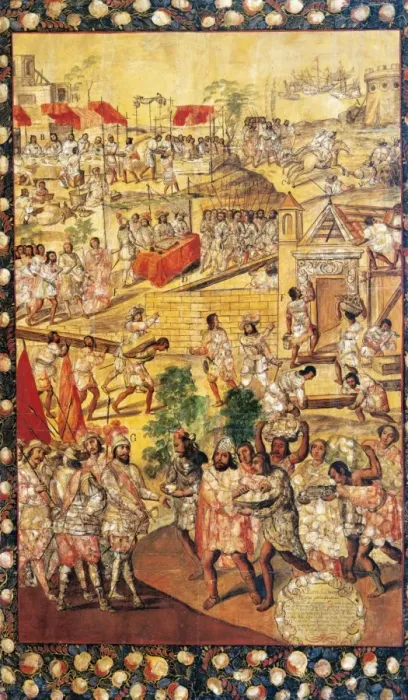 Framed Print : Conquest of Mexico. 1519. Anonimous. Table Framed Print : Conquest of Mexico. 1519. Anonimous. Table