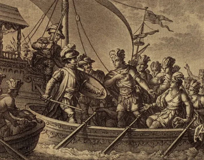 Framed Print : Conquest of Mexico. Capture of Cuauhtemoc. Engraving Framed Print : Conquest of Mexico. Capture of Cuauhtemoc. Engraving