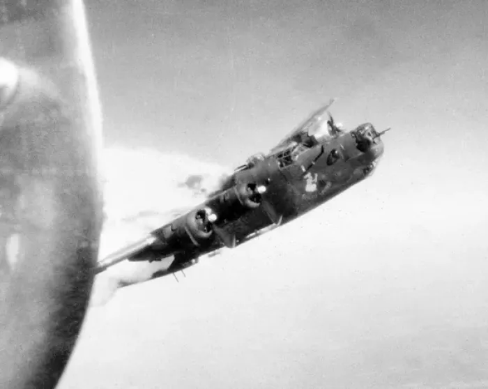 Framed Print : Consolidated B-24J Little Warrior about to explode, 2 Framed Print : Consolidated B-24J Little Warrior about to explode, 2